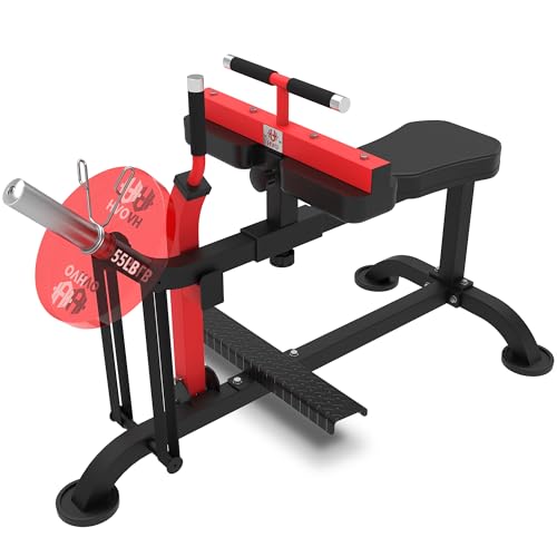 HVO Wedentrainer Wadenmaschine Sitzend: Beintrainer für Zuhause im Sitzen Bein Training Trainingsgerät Kraft-Beintrainer Seated Calf Raise Machine Schwarz Rot