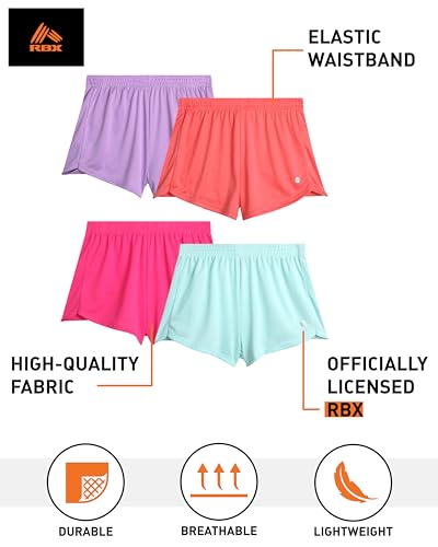 RBX Girls' Active Shorts - 4 Pack Athletic Gym Dolphin Shorts (Size: 4-16)2