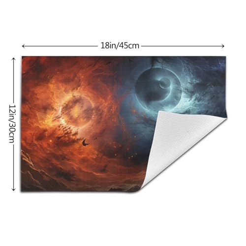 Set de table galaxie colorée en tissage premium thermorésistant x4