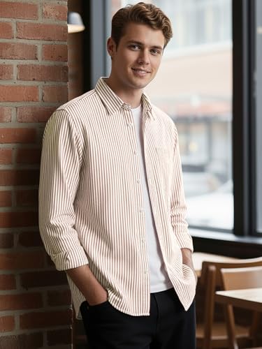 Image of Urbano Fashion Men's Cotton Full Sleeve Regular Fit Casual Striped Shirt