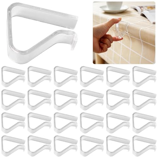 24 Pieces Transparent Clear Tablecloth Clips, Plastic Table Cloth Clips，Windproof Table Cover Holder Clamps，Table Cloth Holder for Home Wedding Party Christmas Outdoor Indoor Picnic Camping(Large)