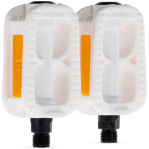 sun baby Pedales Bicicleta con Reflejos para niños, Pedales Infantiles reflectores - Superficie Antideslizante, Resistencia a Las Condiciones atmosféricas - 20 Pulgadas, Blanco