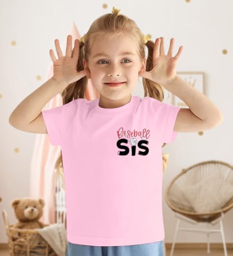 Image of FRYAID Toddler Baseball Sister Shirt Baby Girl Baseball Outfit Big Sister Shirt Birthday Girl T-Shirt Summer Cotton Tee Top