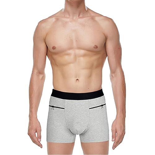 LASEVE 4 Packs Secret Hidden Zipper Pocket Panties Travel Boxer Briefs Support Pouch Comfortable Breathable Underwear for Men