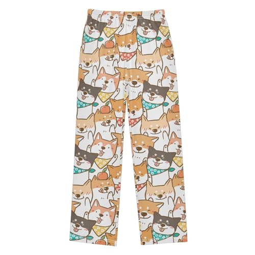 Boys' Pants Cute Shiba Inu Dog Long Bottoms Jogger Pants Elastic Waist Trousers with Pockets S-XL