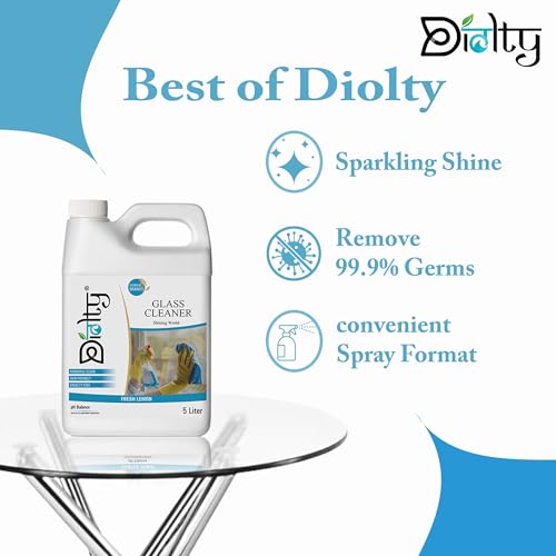 Image of Glass Cleaner liquid, Windows & Mirrors cleaner, Glass Cleaner with ultra-shine Formula, Remove finger marks - 5 Litre (Lemon)