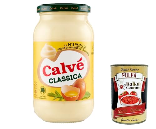 3x Calvé Classic Mayonnaise, Format 450 ml, mit Sonnenblumenöl, ideal für Sandwiches und Häppchen, ohne Konservierungsstoffe und ohne Zucker, glutenfrei, vegetarisch + Italian Gourmet polpa 400g