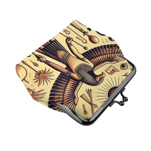 Pu Leather Buckle Coin Purse Ancient-Egyptian-Pharaoh-Eye Girls Kiss-Lock Change Purse Wallets3