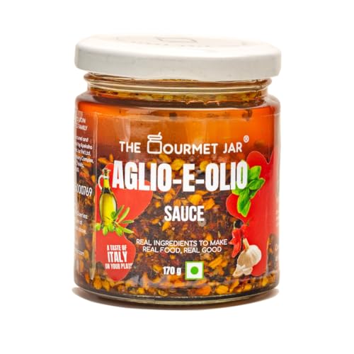 The Gourmet Jar Aglio-E-Olio Sauce 170g| 100% Natural, No Preservatives, No Artificial Colors, No Artificial Flavouring agents | Pasta Sauce| Chilli Garlic Oil | Olive Oil | Perfect for Pasta & Sandwiches | Pack of 1