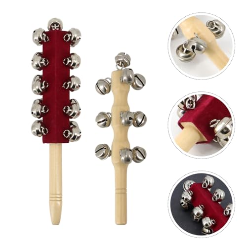 Toyvian 2 Peças Chocalho Brinquedos De Brinquedo Sinos De Trenó Sinos De Mão Jingle Bells Instrument