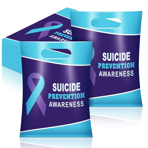 Panelee 100 Pcs Suicide Awareness Goody Bags Bulk Red Ribbon Week Treat Bags Suicide Prevention Awareness Teal Purple Ribbon Gift for Women Men Mental Health Item Charity Campaign Supplies