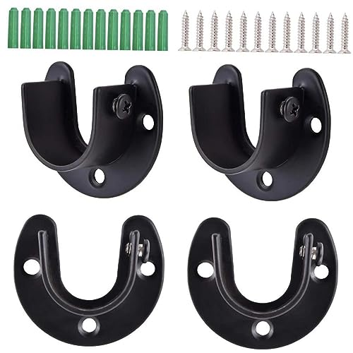 Parliky 1Set Stainless Steel Closet Rod End Supports Towel Flange Holder for Shower Curtain Wardrobe Easy Installation Wear Resistant Secure Mounting