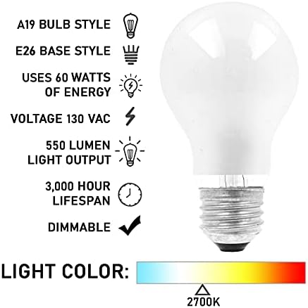 Mandala Crafts Appliance Rough Service Light Bulbs 60-Watt Light Bulbs – Appliance Dimmable E26 A19 Bulb Pack of 6 - Appliance Frosted Incandescent Light Bulbs 60 Watt Soft White