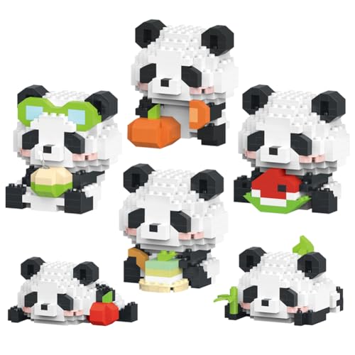 PyrrlicToy - PyrrlicToy Panda Blocs de Construction 6pcs Panda Bricks Jouet de Construction Animaux Mini Brique Figure Jouets Cadeau pour Adultes Enfants, Filles et Garçons 7 Ans