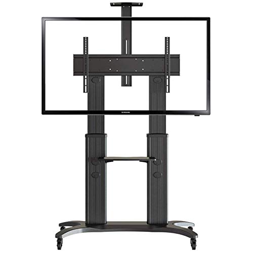 TV-Halterung, TV-Wagen, schwarzer rollender TV-Wagen TV-Ständer mit 360 & deg; Universalrad für 55 bis 70 Zoll LCD LED LED OLED Plasma