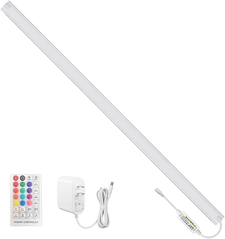 Under Cabinet Lights with Remote, 20 Color Changeable Closet Lights, Dimmable LED Light Bar, RGB Lighting for Desk, Counter, Workbench, Kitchen, Shelf (36 Inch)