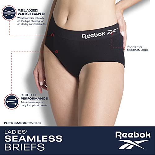 Reebok Womens Briefs Underwear - 4 Pack Seamless Stretch Performance High Cut or Boyshorts Panties for Women (Sizes: S-XL)2