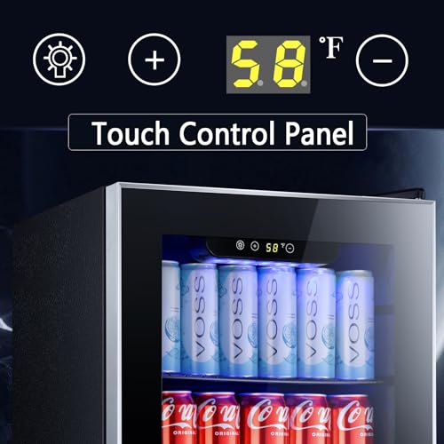 Image of Antarctic Star Beverage Refrigerator Cooler ETL Approved - 95 Can Mini Fridge Glass Door for Soda Beer Wine, 32-61℉, Quiet Compressor, Removable Shelves for Home, Office or Bar, 2.3 cu.ft
