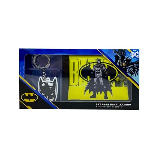 CyP Brands- Batman- Set de Regalo, Llavero y Cartera, Pack Regalo, Multicolor, Producto Oficial