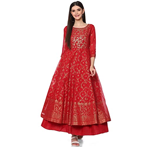 Image of BIBA Women Poly Modal Anarkali Printed Dress