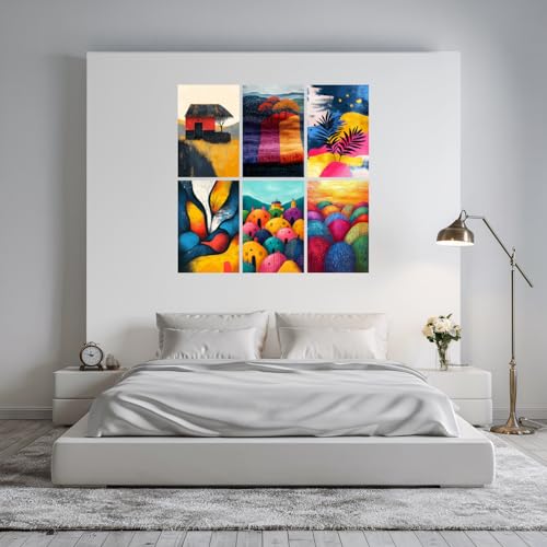 Image of SiddArtify Abstract Landscape Wall Art Prints Set - Colorful Poster Decor for Living Room Bedroom Office - 12x18 inch Board Pack of 6