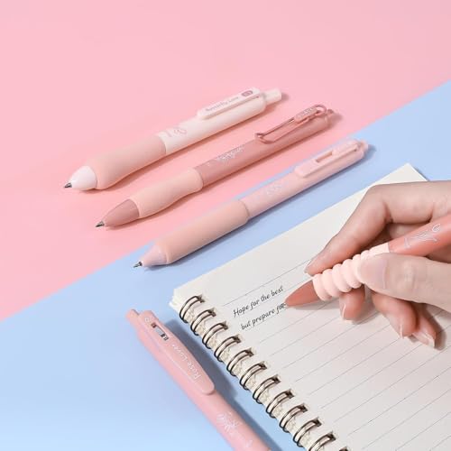Image of SHUTTLE ART 5 Pcs Floral Gel Pen Set 5 Cute Blue Ink Retractable Pens (0.5mm) Soft Grip Stationery for School, Office, Journaling | Flower Design Pens Ergonomic Grip Gel Pen Smooth