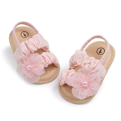 Image of Meckior Infant Baby Girls Boys Summer Sandals Open Toe Lace Princess Dress Wedding Flats Shoes Newborn Toddler Soft Non-slip Sole First Walker Crib Shoes