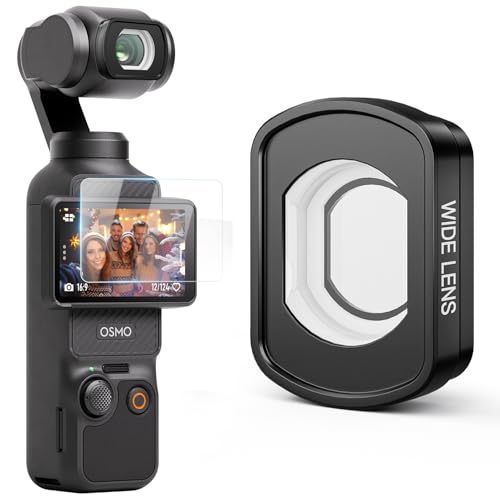 MINGVEN Lente magnética grande angular compatível com DJI Osmo Pocket 3, campo de visão expandido de 112°, vidro ótico HD/moldura de alumínio multicamada