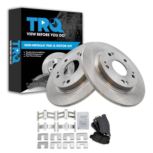 Image of TRQ Rear Brake Pad and Rotor Set Semi Metallic | For 2011-2014 Honda CR-Z