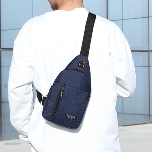 Generic 2pcs Men Women Small Crossbody Chest Bag Multipurpose Sling Purse One Strap Travel Sports Bag With Earphone Hole, Black2