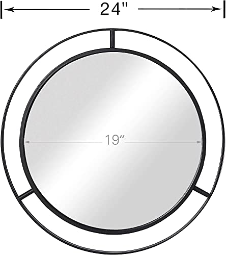 Ritesune Black Decorative Round Wall Mirror 24" With Circle Ring For Bathroom, Living Room, Entryway, Bedroom, Christmas, New Year #TOP1