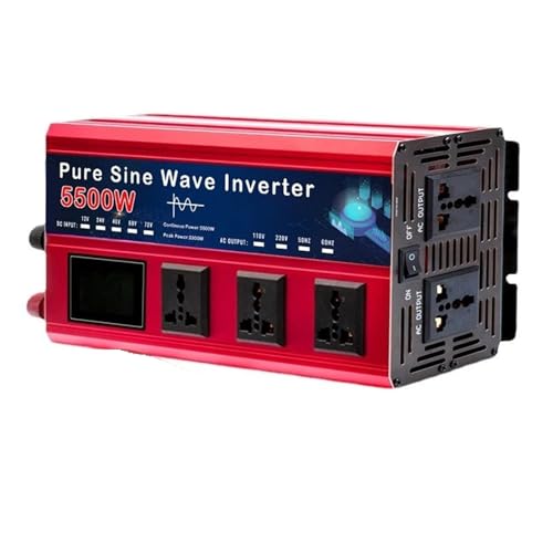 para Inversor Onda Sinusoidal Pura 5500 W O 5000 W Convertidor Voltaje CC 12 V/24 V/48 V/60 V/72 V A CA 110 V/220 V Inversor Energía Solar para Automóvil Convertidor(12V,220V 60Hz,5500W)