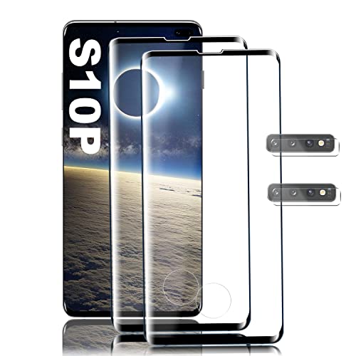 IHEX Galaxy S10 Plus Verre Trempé, [2+2 Pièces] [Caméra Arrière Protecteur] [Compatible avec Lecteur d’Empreinte] [Dureté 9H] [Ultra Claire] Film Protection d’Ecran pour Galaxy S10 Plus