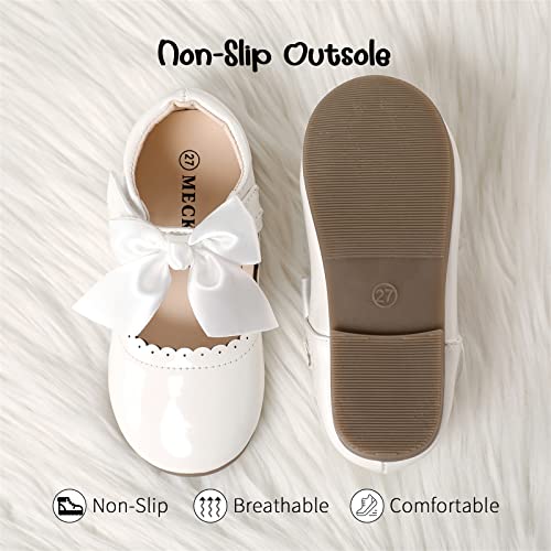 Patpat Girls Dress Shoes Mary Jane Shoes Toddler Dress Shoes Ballet Shoes For Girls Wedding Party Dress Shoes For Girls Toddler Kids (Toddler/Little Kids) White #TOP5