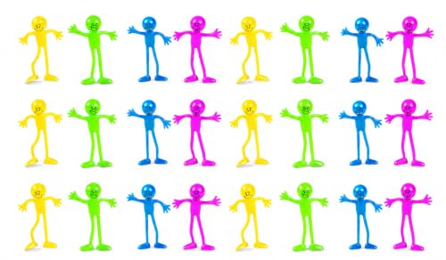 Fun Express Smile Face Bendables - Flexible & Stretchable Toy Figures for Fun Play - Great for Party Favors Stress Relief and Classroom Activities - Bright Assorted Colors 24 Pieces