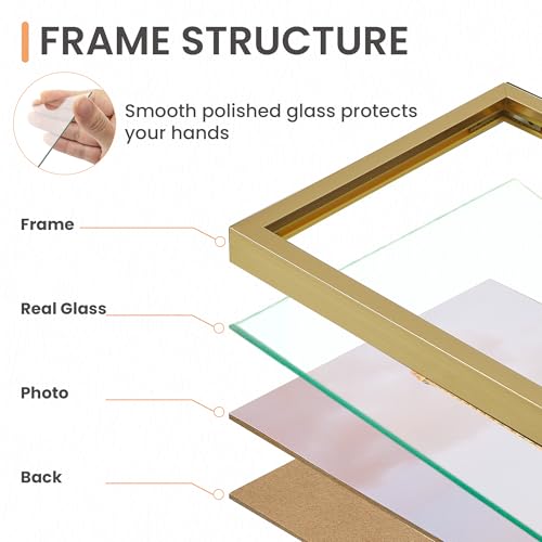 Image of upsimples 5x7 Picture Frame Glass, Thin Border, Gold Photo Frames, 3 Pack | Gold Frames, Fit 5 x 7 Photos, Wall and Tabletop Display, Home Decor for Mother's Day, Wedding and Christmas