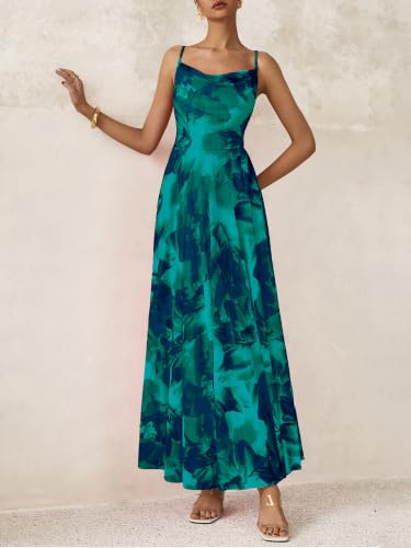 Image of BTFBM Women Summer Maxi Dresses Elegant Wedding Guest Dress | Cowl Neck,Spaghetti Strap,Mesh,Floral,A-Line,Flowy,Party,Cocktail,Homecoming,Graduation,Sundress,Prom,Beach Long Dresses