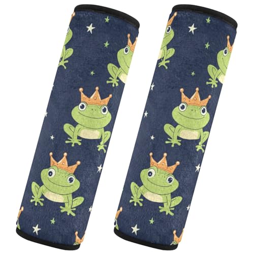 Seat Belt Covers 2 Pack Cute Frogs Crown Car Seat Strap Covers Super Soft Cartoon Car Seat Neck Cover for Boys Girls Adults Babies S