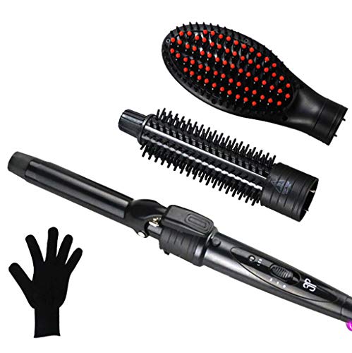 3 in 1 Curling Wand Set with 3 Interchangeable Hair Wand (Hair Curler + Hot Brush + Hair Straightener Brush) with Heat Protective Glove for Short & Long Hair – Black 3 in 1 Curling Wand Set with 3 Interchangeable Hair Wand (Hair Curler + Hot Brush + Hair Straightener Brush) with Heat Protective Glove for Short & Long Hair – Black