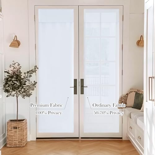 Image of RYB HOME Classroom Door Window Cover, 100% Blackout Shades with White Coating Backing Single Layer for Small Windows and Doors Cover Lockdown Shades Blocks Views, W12 x L30 inch, 1 Panel, White