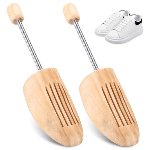 Zhufas Hormas Para Zapatos, 1 Pares Ensanchador de Botas de Madera, Horma Zapatos Hombre Mujer, Ensanchador de Zapatos con Resorte Helicoidal Dilatador de Calzado.(42-46)