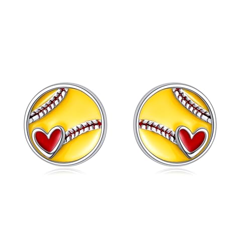Softball/Baseball/Soccer Stud Earrings Sterling Silver Sport Jewelry for Women Sport Lovers