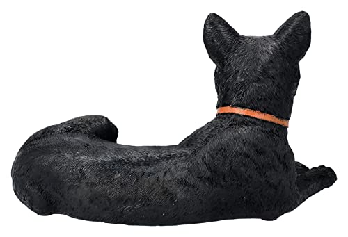 Escultura Realista de Gato Negro Acostado con Luna Creciente 7” miniatura 3