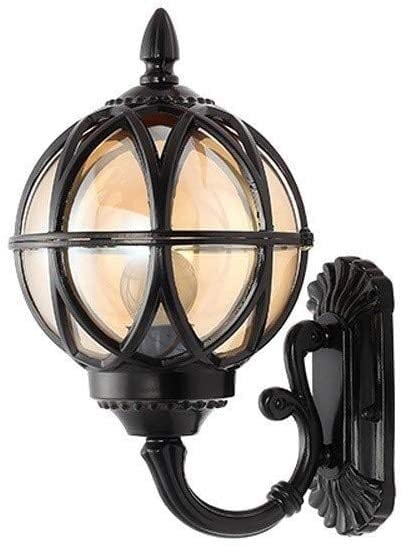 Luz de pared retro negro oscuro E27 IP56 de acero inoxidable para exterior