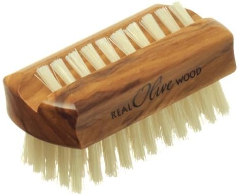 Hydréa London Olive Wood Dual Sided Nail Brush. Travel Size. 6cm. Natural Bristle to effectively clean hands and nails