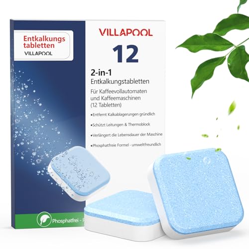 VILLAPOOL 12 pastillas descalcificadoras Jura de 2 fases compatibles con cafeteras automáticas Jura