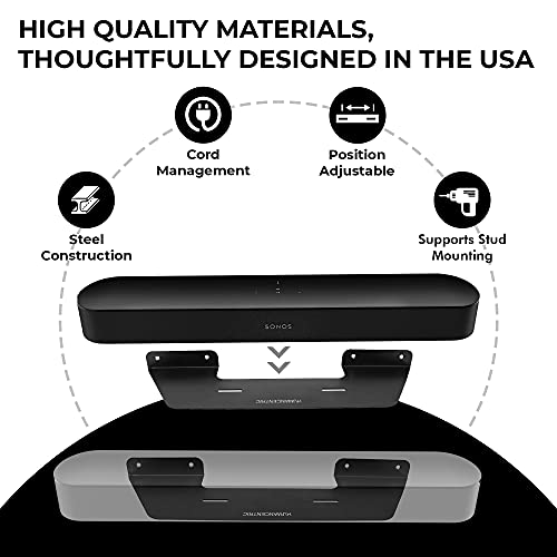 Humancentric Soundbar Wall Mount Compatible With Sonos Beam Speaker (Black) | Wall Mount Bracket Compatible With Sonos Beam Soundbar #TOP2