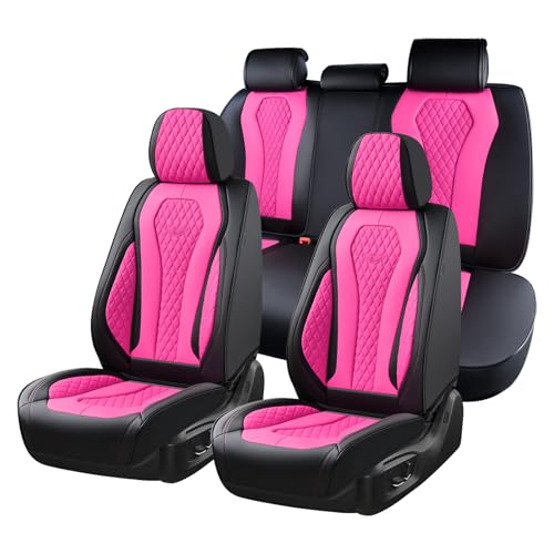 Image of Coverado Auto Seat Covers, Car Seat Covers Full Set, Rose Car Seat Cover, Driver Seat Covers Front Seats Rear Seat Cover, Luxury Car Seat Cushion,Leather Seat Cover Seat Protector Fit for Most Cars