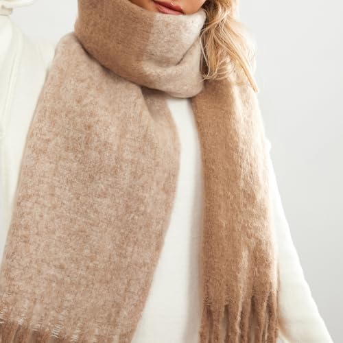 Yoawdats Women Winter Warm Scarf Elegant Contrast Color Tasseled Shawl Wrap Long Stoles Oversized Soft Scarves Fall Gifts4