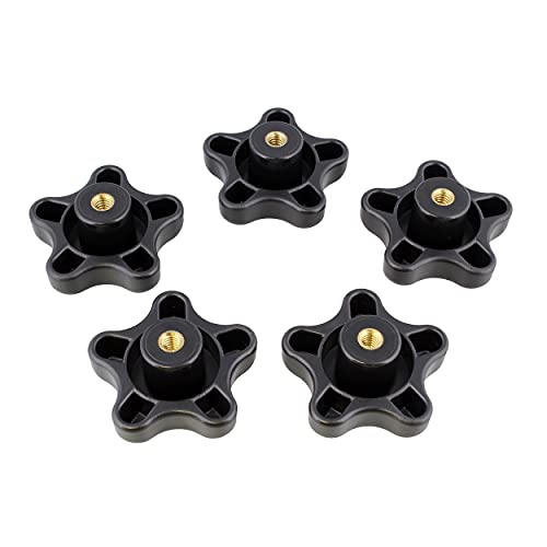 Dct 5 Star Knobs 5-Pack 1/4In-20 Internal Threaded Knob Clamping Knob Jig Knobs – T Knob Plastic Knobs, Threaded Knobs #TOP1